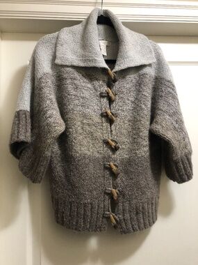 Kenar womens grey taupe cardigan Medium alpaca wool toggle
